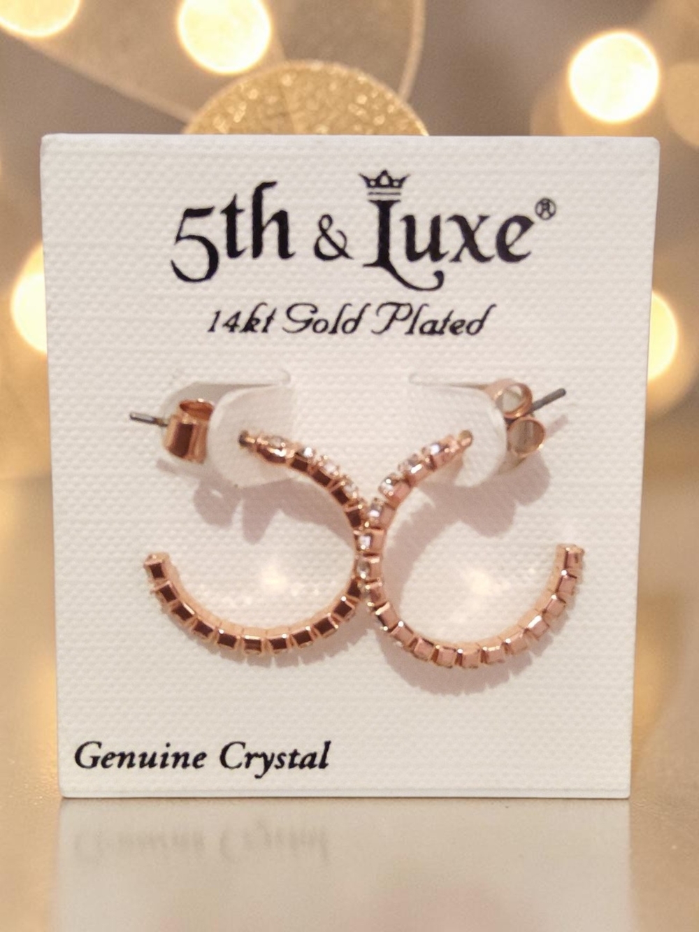 Rose Gold Crystal Huggie Hoop Earrings